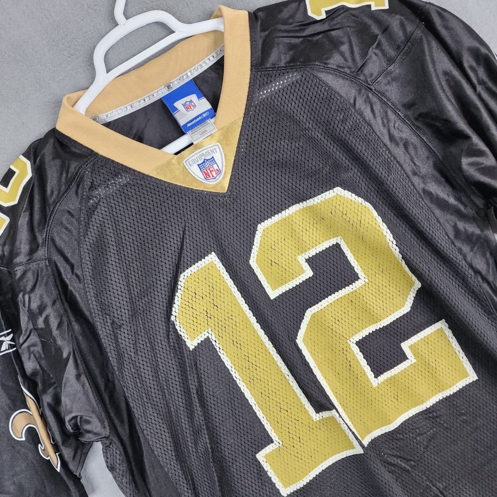 Reebok New Orleans Saints Leonard 12 Jersey Mesh Nylon Black Gold Mens L